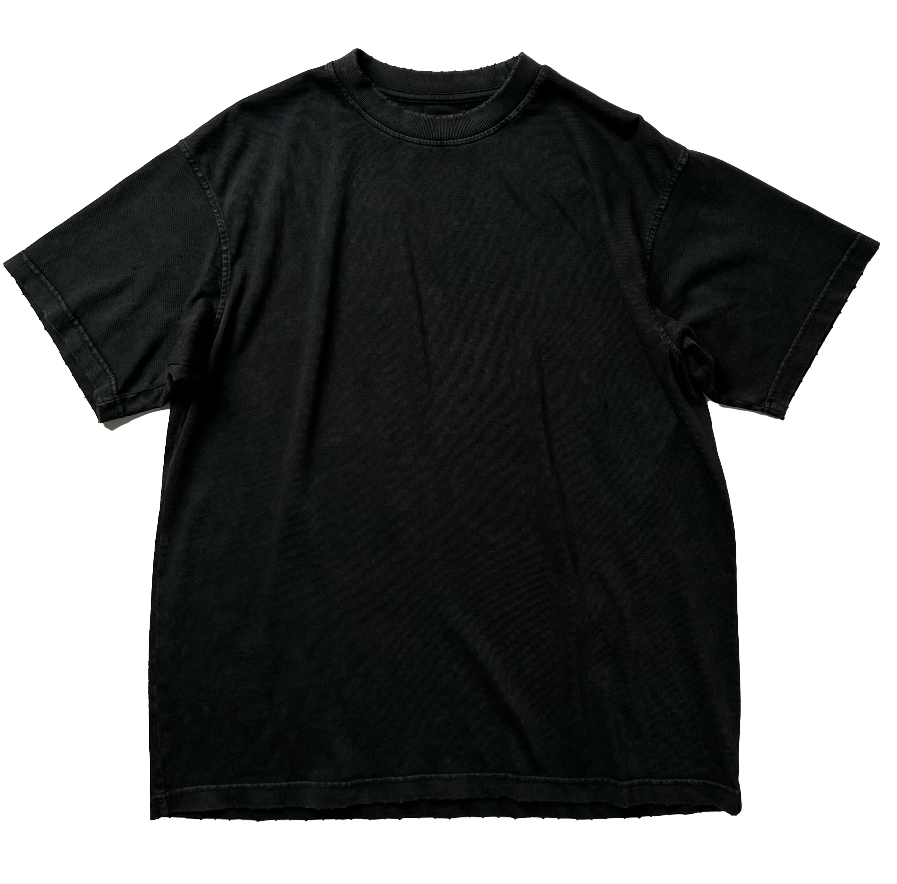 Camiseta Vintage Negro con Destrucciones Algodón 260gsm
