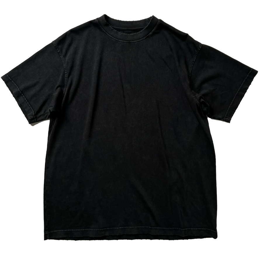 Camiseta Vintage Negro con Destrucciones Algodón 260gsm