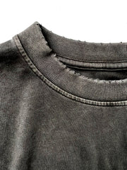 Camiseta Vintage Negro con Destrucciones Algodón 260gsm