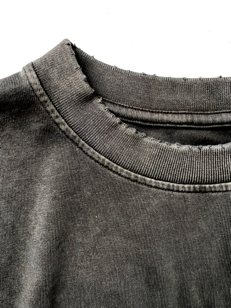 Camiseta Vintage Negro con Destrucciones Algodón 260gsm