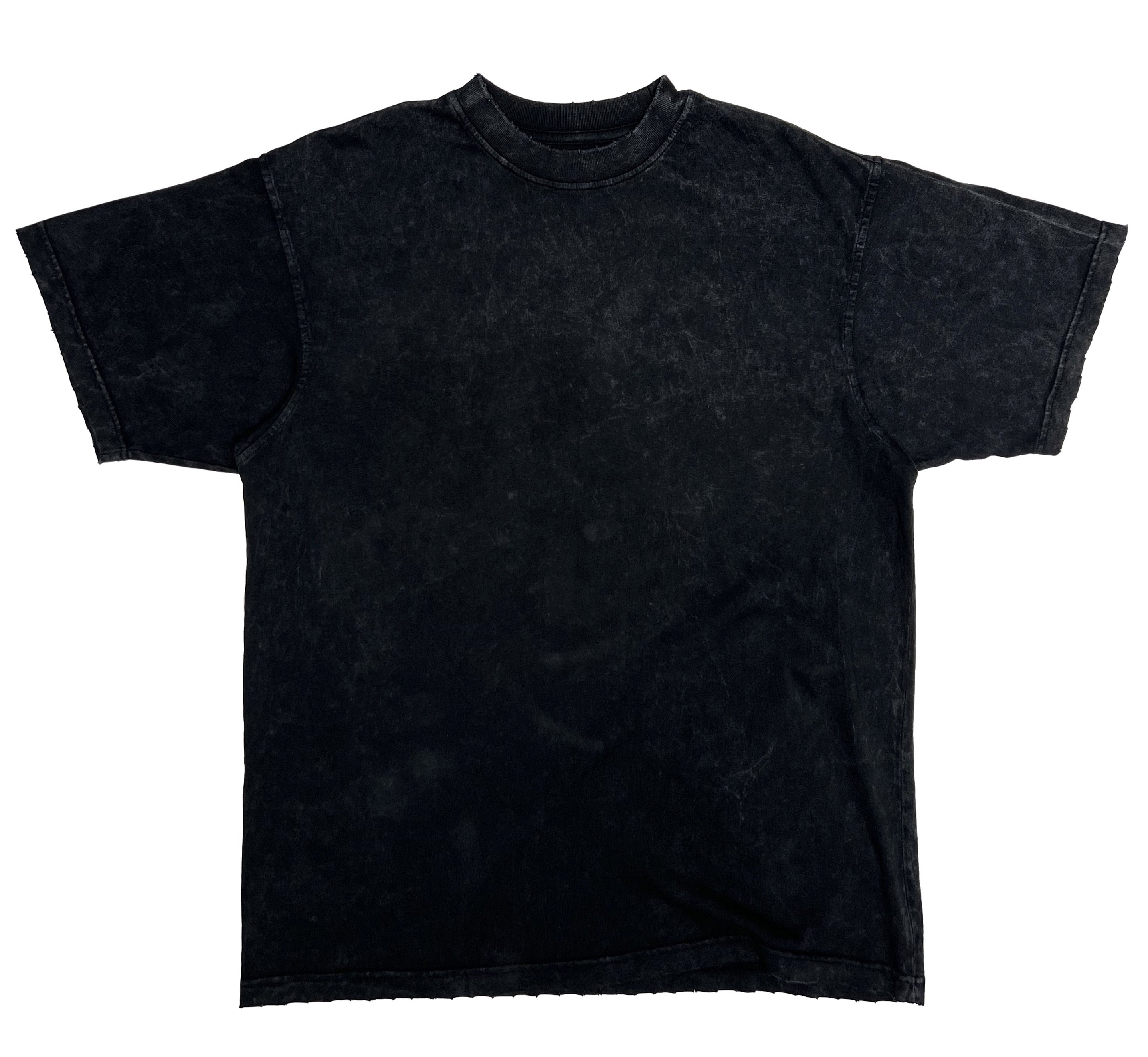 Camiseta Vintage Negro con Destrucciones Algodón 260gsm