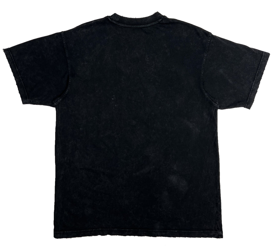 Camiseta Vintage Negro con Destrucciones Algodón 260gsm